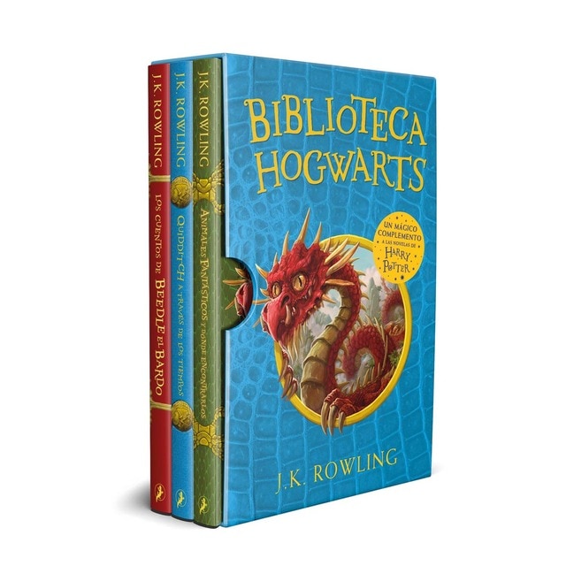 Biblioteca Hogwarts: Estuche con Animales fantásticos y dónde encontrarlos | El Quidditch a través de los tiempos | Los cuentos de Beedle el bardo