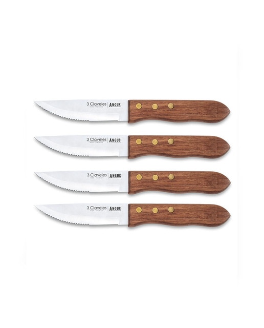 Set 4pc cuchillos chuleteros 12 cm acero inox 3claveles