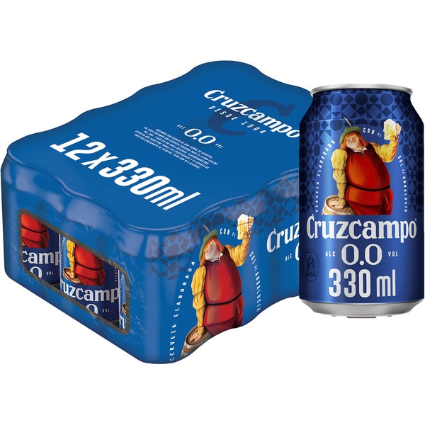 precios Cruzcampo 0,0 Cerveza Sin Alcohol Pack 12 Latas 33 Cl en Hipercor