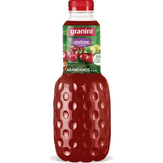 Bebida de zumo de arándano rojo y uva 0% azúcares añadidos Antiox botella 1 l - Granini