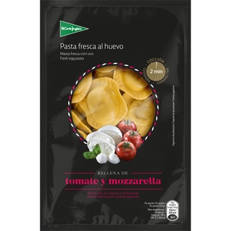 EL CORTE INGLES pasta fresca soles al huevo rellena de tomate y mozzarella envase 250 g