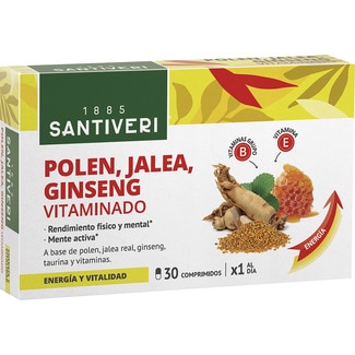 SANTIVERI polen, jalea, ginseng vitaminado estuche 30 cápsulas