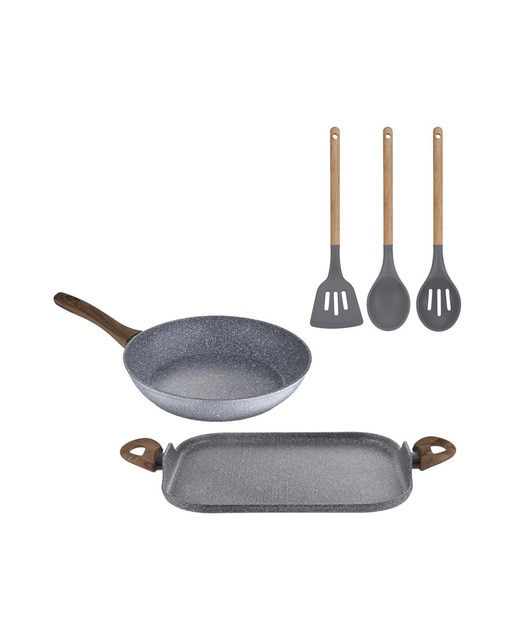 Juego de sartén con asador grill de 26 cm y 35,5x28,3 cm