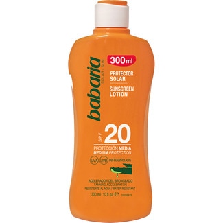 BABARIA protective sun lotion tan accelerator with aloe SPF-20 flask 195 ml water resistant