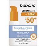 sérum solar facial hidratante con ácido hialurónico SPF-50+ dosificador 30 ml para todo tipo de pieles, resistente al agua