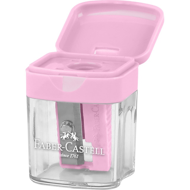 Sacapunta sencillo con deposito Faber-Castell colores pastel.