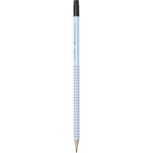 Lápiz grip con goma HB triangular Faber-Castell sky blue.