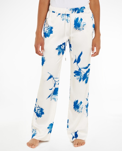 Pantalón recto satinado estampado