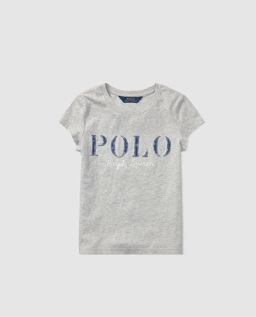 Camiseta de niña Polo Ralph Lauren en gris con bordado