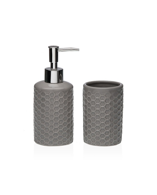 Set 2 piezas nido abeja gris