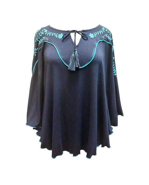 Poncho mangas flor engomada