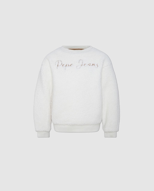 Sudadera de niña Pepe Jeans en blanco con bordado