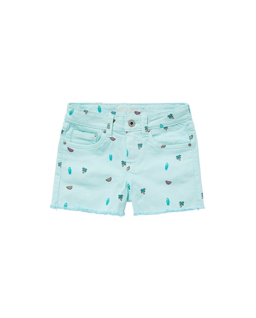 Short de niña denim turquesa miniprint