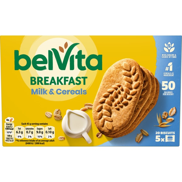 Bolachas Breakfast de Leite e Cereais Pack 5 unidades embalagem 225 g