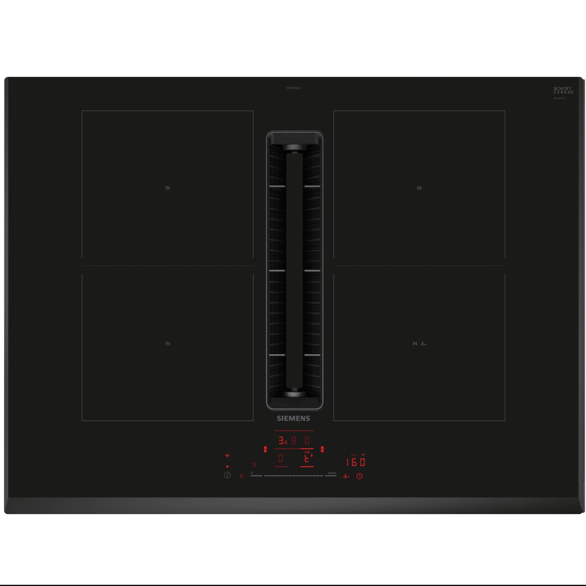 Siemens – Placa inducción Siemens con extractor integrado, 4 zonas de cocción – ED751HQ26E.