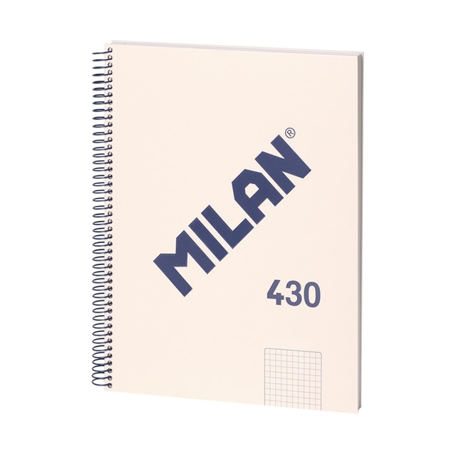 Libreta con espiral, papel cuadriculado, 80 hojas A4, serie 1918, MILAN, beige.