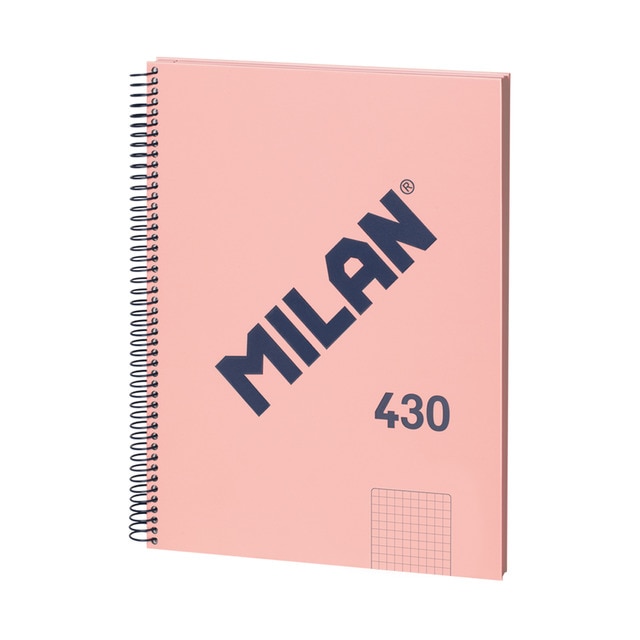 Libreta con espiral, papel cuadriculado, 80 hojas A4, serie 1918, MILAN, rosa.