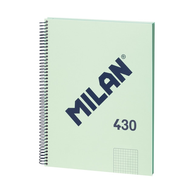 Libreta con espiral, papel cuadriculado, 80 hojas A4, serie 1918, MILAN, verde.