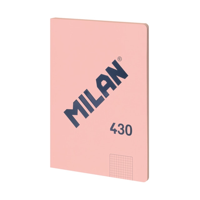 Libreta encolada, papel cuadriculado, 48 hojas A4, serie 1918, MILAN, rosa.