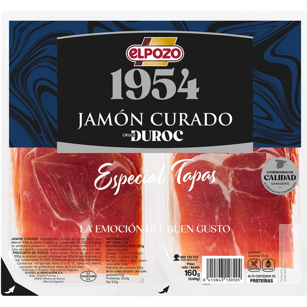 Edición 1954 Duroc Rohschinken in halben Scheiben Packung 2 x 80 g Behälter 160 g gluten- und laktosefrei