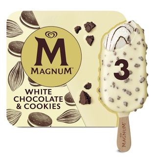 Helado de chocolate blanco con cookies 3 unidades estuche 270 ml - Magnum