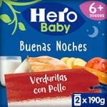 Buenas Noches tarritos de verduritas con pollo sin gluten desde 6 meses pack 2 envases 190 g