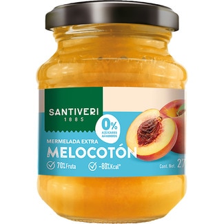 SANTIVERI Pfirsichmarmelade extra 70% Frucht und 0% Zuckerzusatz Flacon 270 g