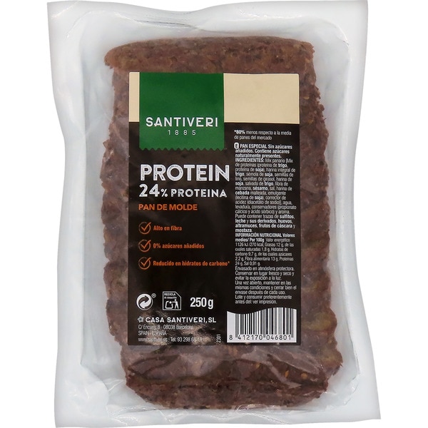 Protein protein sliced bread each 250 g 0% added sugar