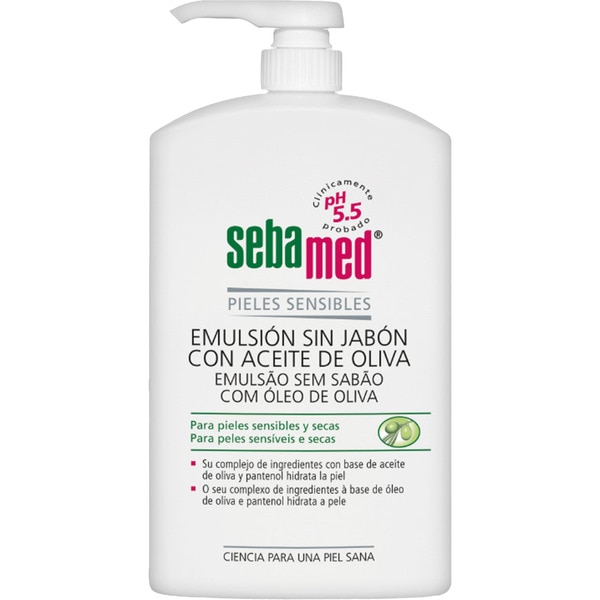 Seifenfreie Emulsion mit Olivenöl Dosierspender 1000 ml zur täglichen Körperhygiene, für empfindliche und feine Haut