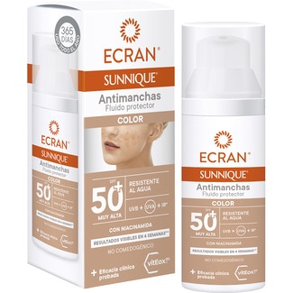 ECRAN Sunnique protective fluid anti-brown spot with colour vitEox 80 SPF-50+ doser 50 ml water resistant