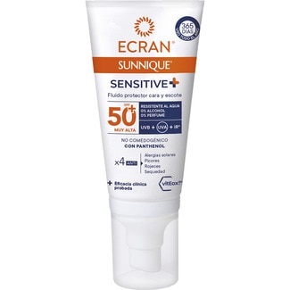 ECRAN Sunnique Sensitive + sun cream fluid for face and neck vitEox 80 SPF-50+ doser 50 ml water resistant