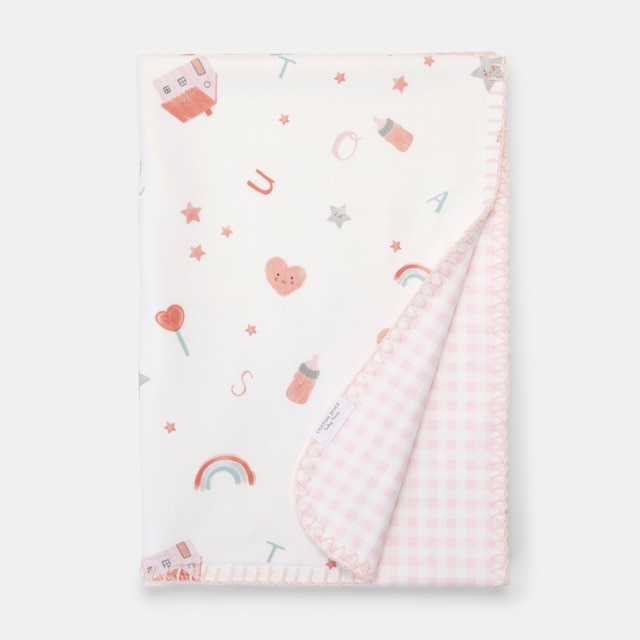 Manta Cotton Juice Baby Home Abecedario 70*100cm estampada rosa
