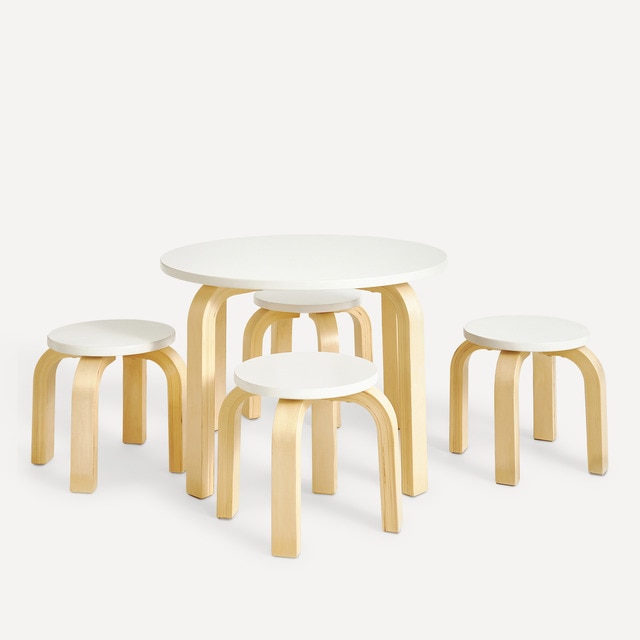 Set mesa + 4 taburetes de madera de haya Moon Mini Home - El Corte Inglés