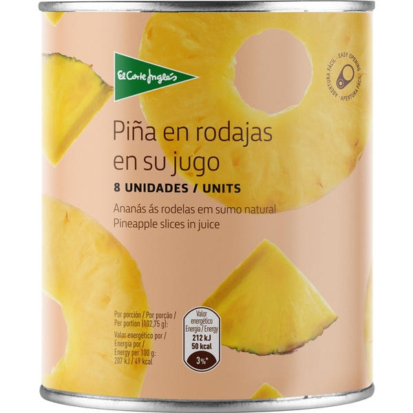 piña en su jugo en rodajas lata 493 g neto escurrido