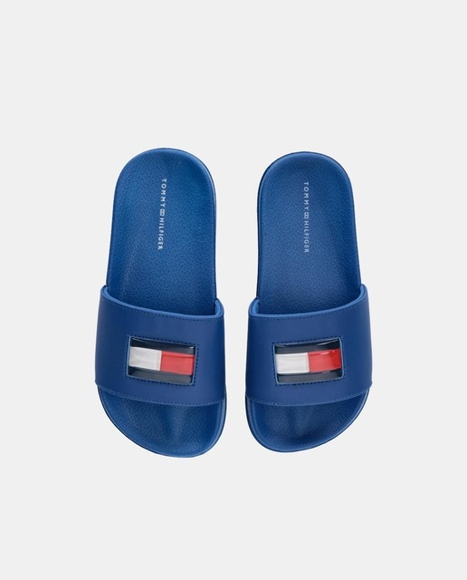 Chanclas de niño en azul tipo pala con detalle de logotipo