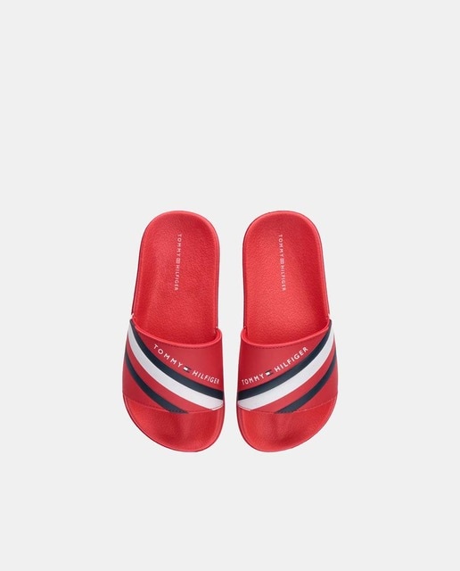 Chanclas de niño en rojo tipo pala con detalle de logotipo