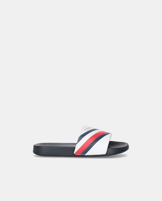 Chanclas de niño en blanco tipo pala con detalle de logotipo