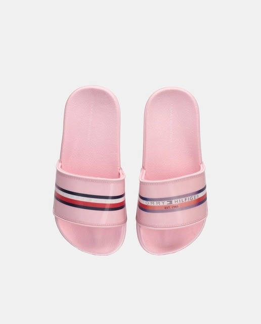 Chanclas de niña en rosa tipo pala con detalle de logotipo