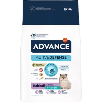 ADVANCE Hairball pienso para gatos adultos esterilizados con pavo saco 10 kg