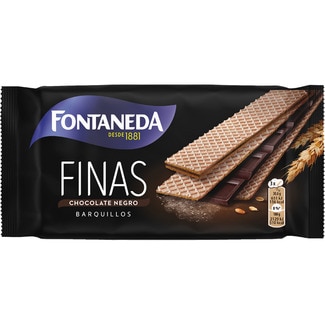 FONTANEDA Finas galletas de barquillo con chocolate negro paquete 92 g