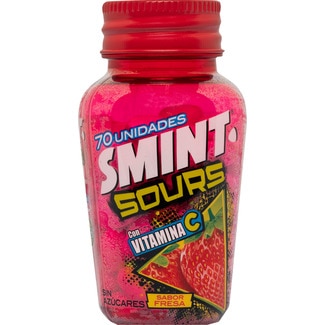 SMINT Sours strawberry flavour hard sweets with vitamin C sugar-free can 49 g