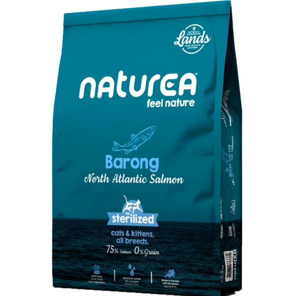 Ração para Gato Sterilized Lands Barong North Atlanic Salmon embalagem 5,5 kg