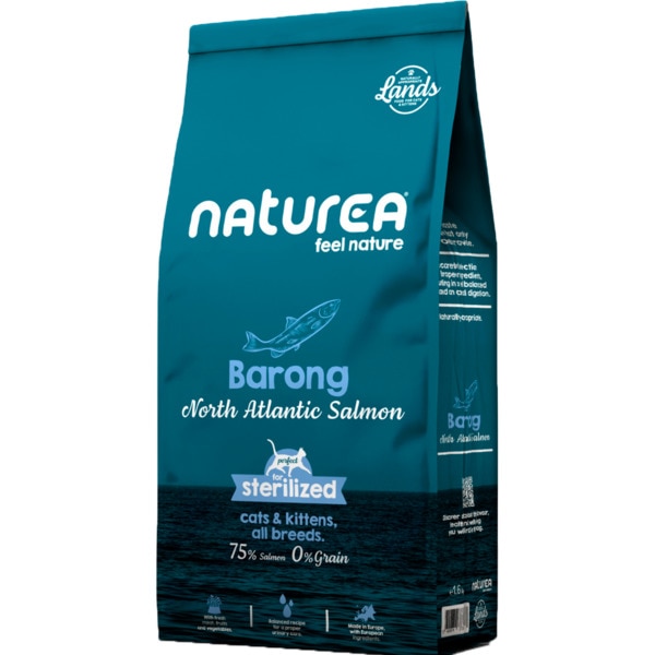 Ração para Gato Sterilized Lands Barong North Atlantic Salmon embalagem 1,6 kg