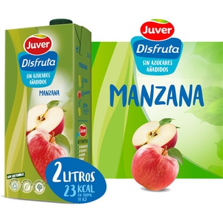 JUVER DISFRUTA bebida de zumo de manzana a partir de concentrado sin azúcares añadidos brik 2 l