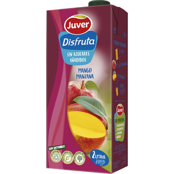 bebida de zumo de mango y manzana a partir de concentrado sin azúcares añadidos brik 2 l