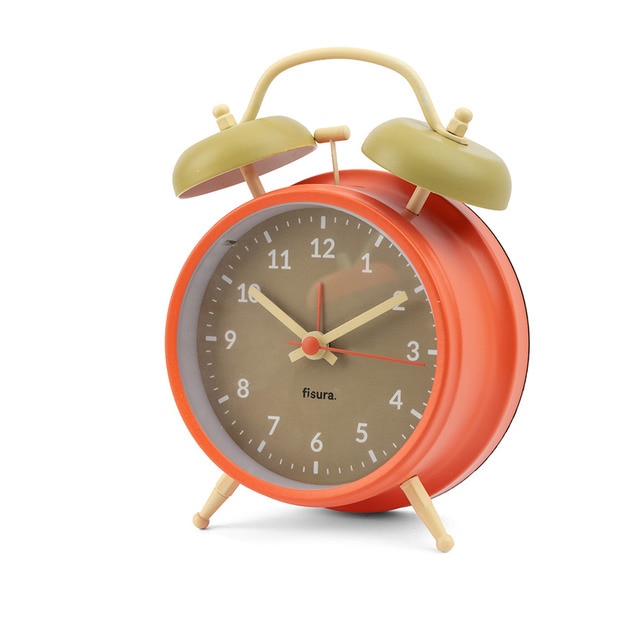 Reloj despertador Fisura retro beige y naranja.