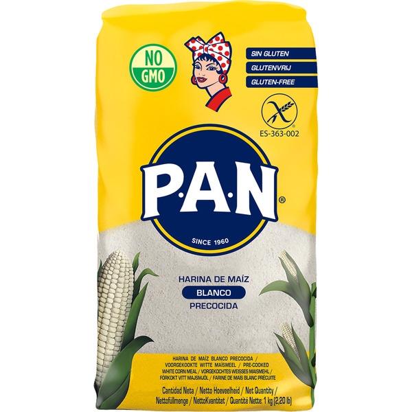 glutenfreies vorgekochtes weißes Maismehl Paket 1 kg