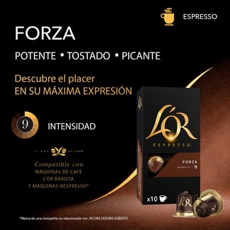 Café Forza intensidad 9 estuche 10 cápsulas compatibles con máquinas Nespresso - L'or Espresso