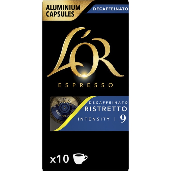 café descafeinado Ristretto intensidad 9 estuche 10 cápsulas compatible con máquinas Nespresso