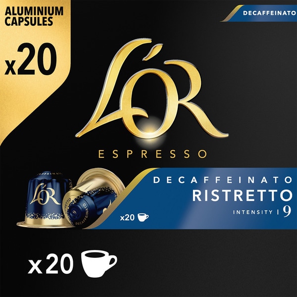 koffeinfreier Kaffee Ristretto Intensität 9 Karton 20 Kapseln kompatibel mit Nespresso-Maschinen
